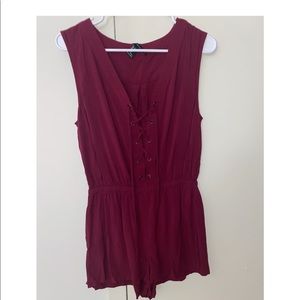 Lace Up Front Romper